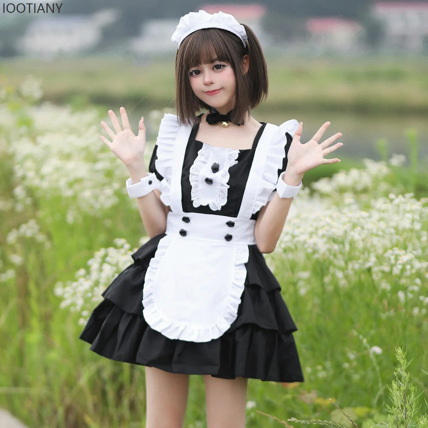 

CosplayJapanese Anime Sweet Cute Black Cake Dress Halloween Carnival Party Maid Farm Pastoral Style Role Play Performance Costum