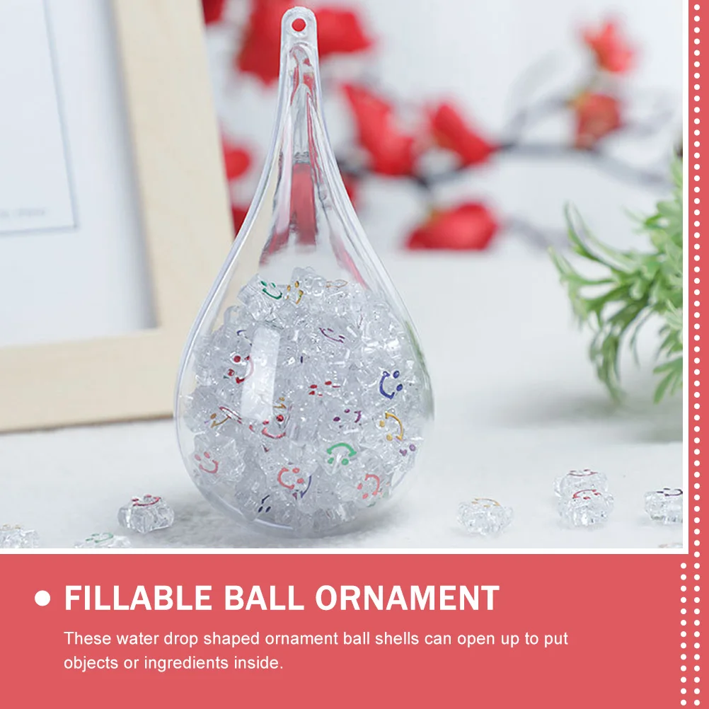 

6Pcs Clear Water Drop Fillable Balls Hanging Transparent Plastic Ornaments DIY Wedding Party Candy Boxes Holiday Decoration