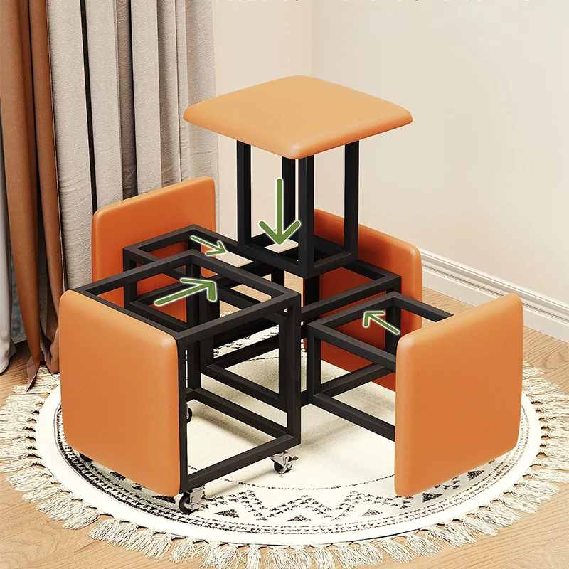 For Small Velvet Seat Storage Foldable Leather 5 in 1 Home Modern Stools Ottomans Living Room