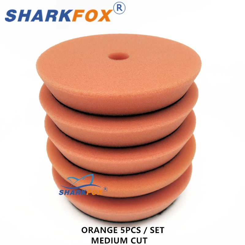 Sharkfox 5 "/6" 125mm/150mm Auto Polijsten Duitsland Spons Buffing Polijstmachine Pads Gladde Buffer Pad Verwijdert Kras Voor Polijsten