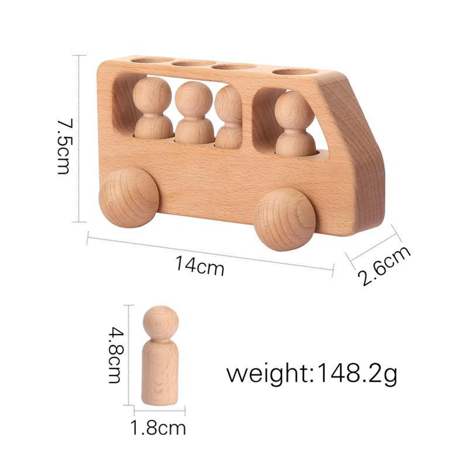 Set da gioco per auto in legno blocchi per auto giocattolo per l'apprendimento educativo con figure di 4 persone bambole Peg per bambini in età prescolare