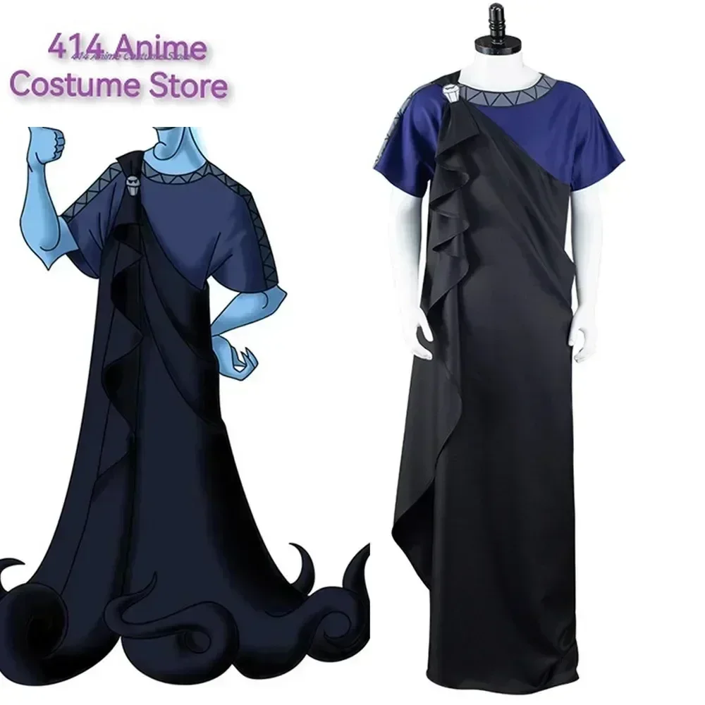 Anime Hércules ‎ Megara Hades-Disfraz de Cosplay, camiseta azul, capa para trajes de adultos, disfraz de fiesta de Carnaval y Halloween