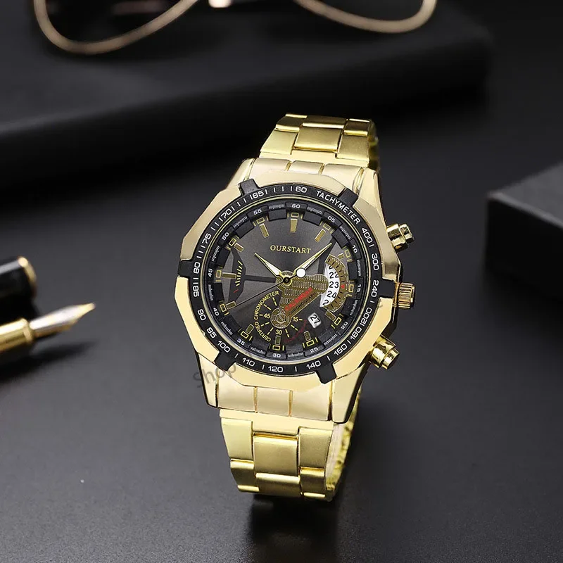 New Korean version trendy large dial men's watch with calendar quartz watch