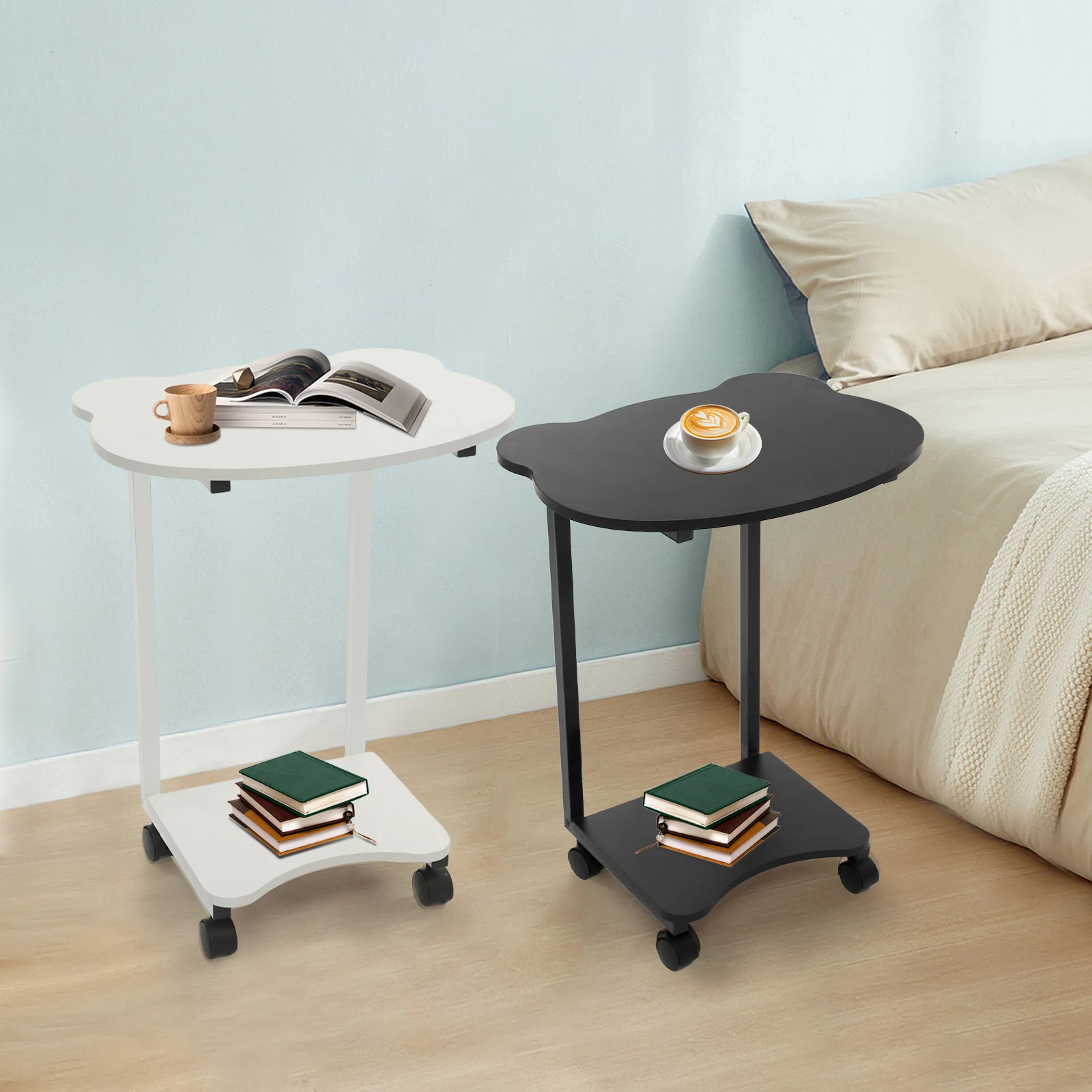 

Panda Side Table Movable and Lockable Side Table with Wheels C Shaped End Table Small Side Table for Couch Sofa