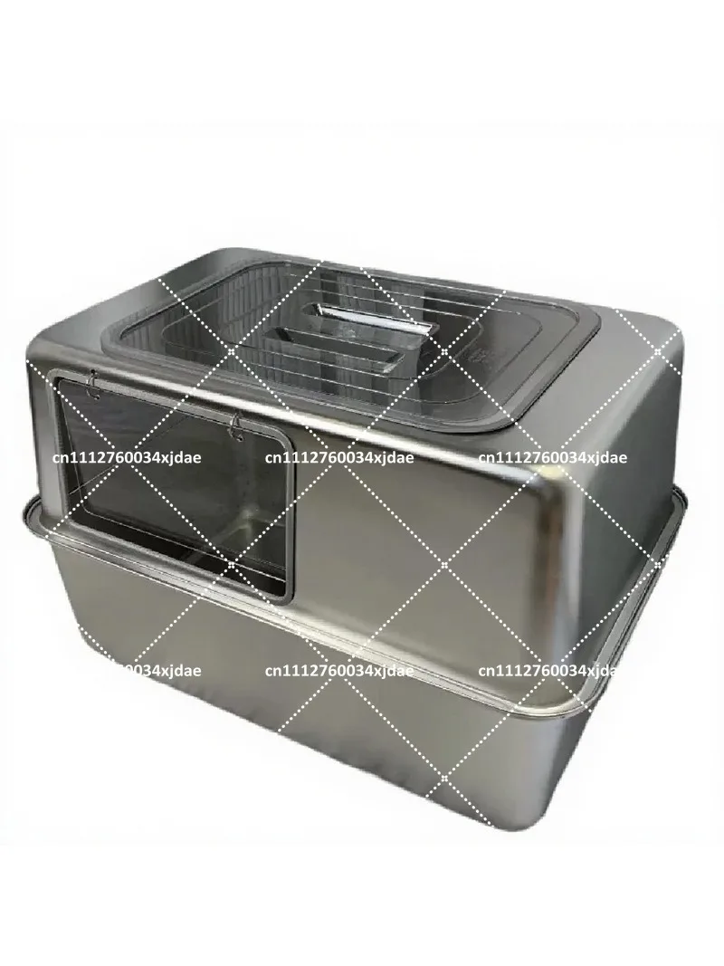 Stainless Steel Cat Litter Box Extra Large 60cm Anti-Splash High Sides Huge Capacity Deep Pan for Big Cats