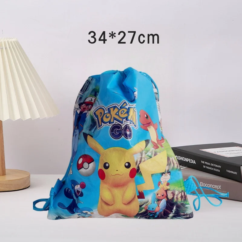 Pokémon dar brašna pikachu netkané stahovací brašna nacpat kapsa  úložný látka nákup brašna batoh chlapci dar večírek zásoby