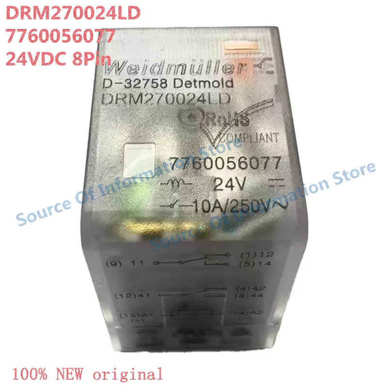 

5Pcs Weidmüller Relay DRM270024LD 24VDC 8-Pin High-Quality Automation Component Part Number 7760056077