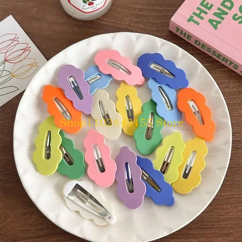 

49MC Girl Flat Clip Hairpin Cloud Ornaments for Women Girl Bunches Hairclip Sweet Colorful Photo Props