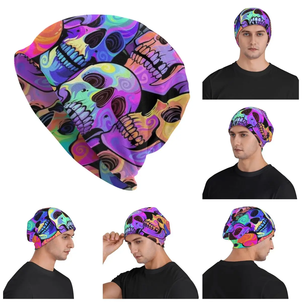 Skull Print Horror Skeleton Death Men Women Adult Beanies Caps Knitting Bonnet Hat Warm Autumn Winter Outdoor Skullies Hats