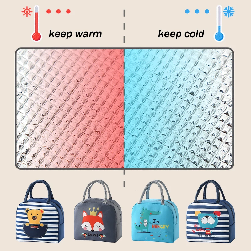 Cartoon Tote Bag Portable Insulated Thermal Insulation Picnic Food Lunch Bag Box Food Fresh Cooler Bag Women Girls Kids Gift