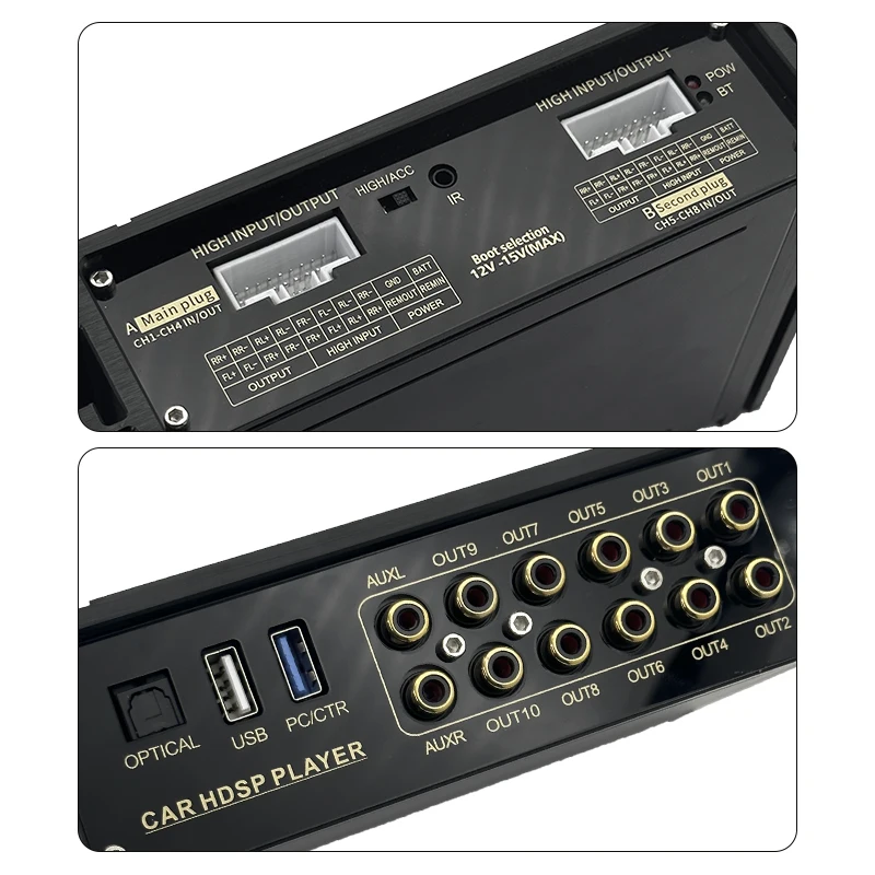 8-kanałowy wzmacniacz samochodowy o dużej mocy 2025 Wbudowany procesor 8*120W Peak Power Class AB Wzmacniacz samochodowy
