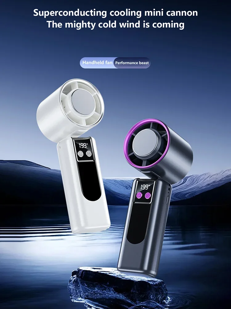199-Gang Hochgeschwindigkeits-Kühlventilator USB-Aufladung Digitale Anzeige Großer Windturbinen-Handventilator Tragbarer Mini-Kühlventilator