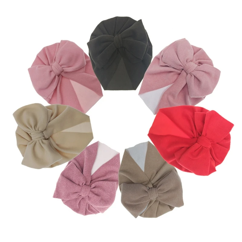 Girls Big Bow Turban Hat Newborn Photography Props Infant Baby Beanie image 3
