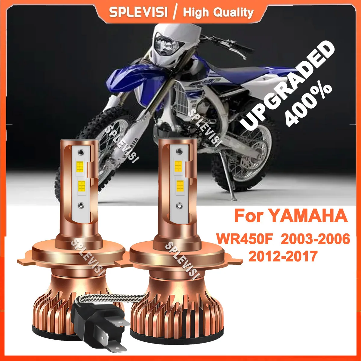 

2x h4 motorcycle led light headlight Headlamp High Low Beam Xenon White For Yamaha WR450F 2003-2006 2012-2017 WR250R 2008-2017