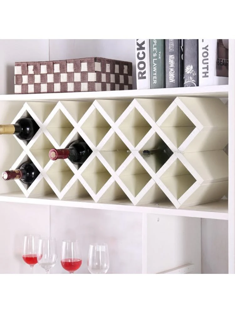 Wine rack creative wall-mounted wine rack European cabinet lattice wooden assembly