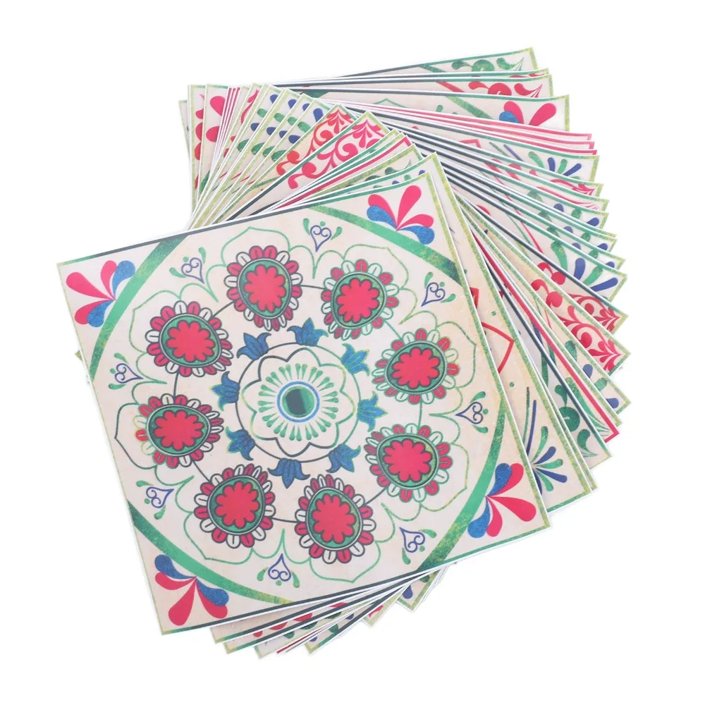 24Pcs Weatherproof PVC Tile Stickers Self Adhesive Floral Pattern Tile Decals 15x15cm Oil Proof Tile Sticker For Bathroom