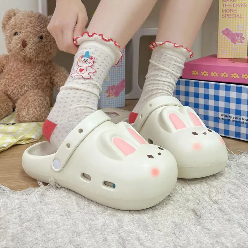 Cartoon Rabbit Clogs Women Summer 2026 Lightweight Waterproof EVA Garden Shoes Cute Thick Bottom Woman's Beach Sandals Slippers view 2