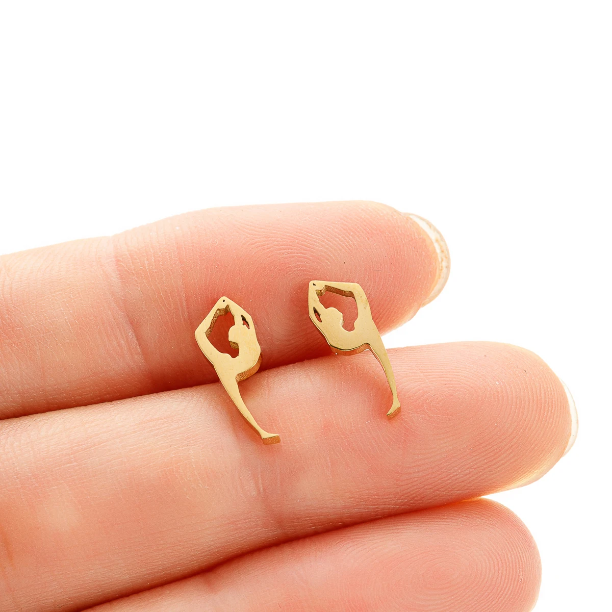 1 Pair Stainless Steel Gymnastics Girl Earrings for Women Fashion Dancer Sport Gymnast Girl Jewelry Ear Piercing Accessories Par