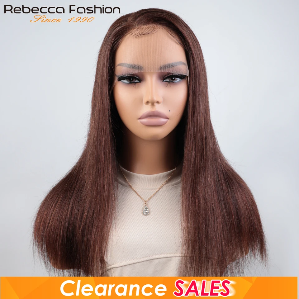 

13x5 Natural Brown Straight Lace Front Wigs Human Hair 180% Density Lace Frontal Wigs Human Hair Wigs for Women Rebecca Youth