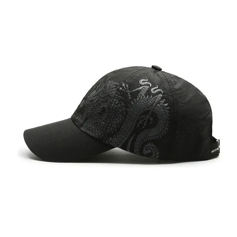 Unisex Chinese Style Printing Dragon Baseball Cap Outdoor Quick-drying Mesh Sun Hat Women Men Breathable