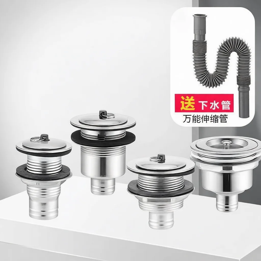 Sturdy Stainless Steel Mop Sink Drainer Replacement Part Overflow Basin Pipe Fitting Leakproof Kitchen Laundry Basin System