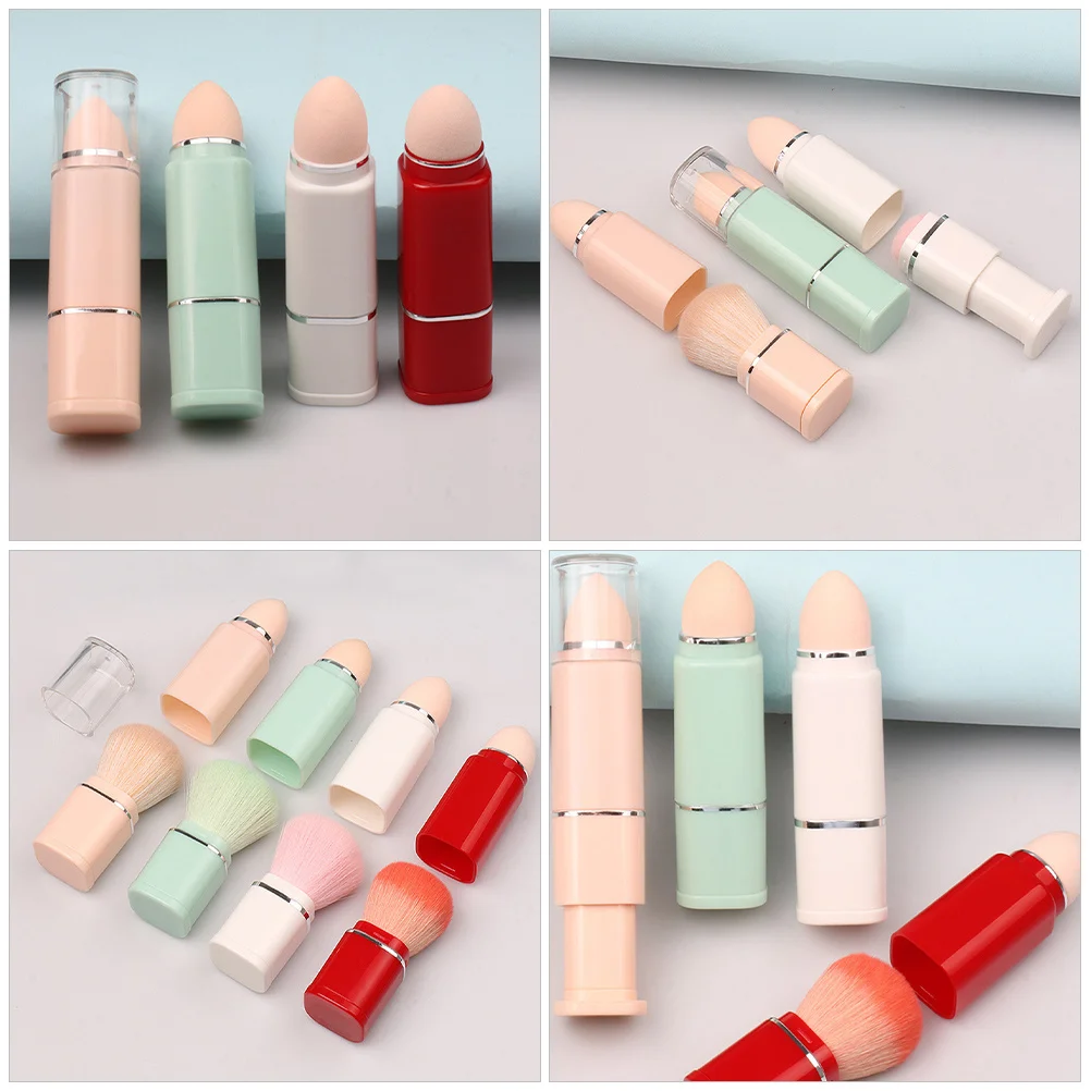 Compacte intrekbare make-upborstel 2-in-1 multifunctionele gezichtsborstel voor foundationblushpoeder Lichtgewicht voor gebruik onderweg