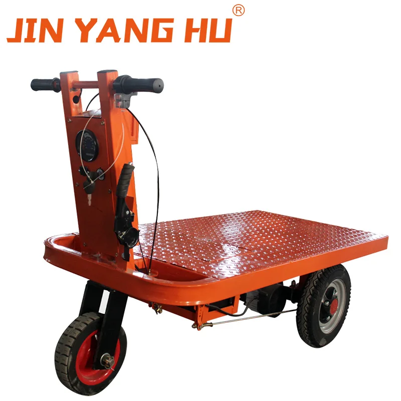 JIN YANG HU Mini Electric Flatbed Trolley with a load capacity of 260 kg Flexible 3-wheel transport Platform Truck