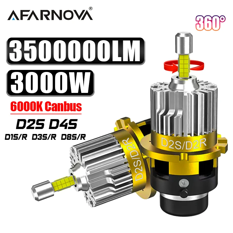 

360 D3S D1S LED Car Headlight Xenon Bulb HID 1:1 D2S D4S Canbus D1R D2R D3R D4R LED Turbo Car Lamp Motorcycle Lights Plug&Play