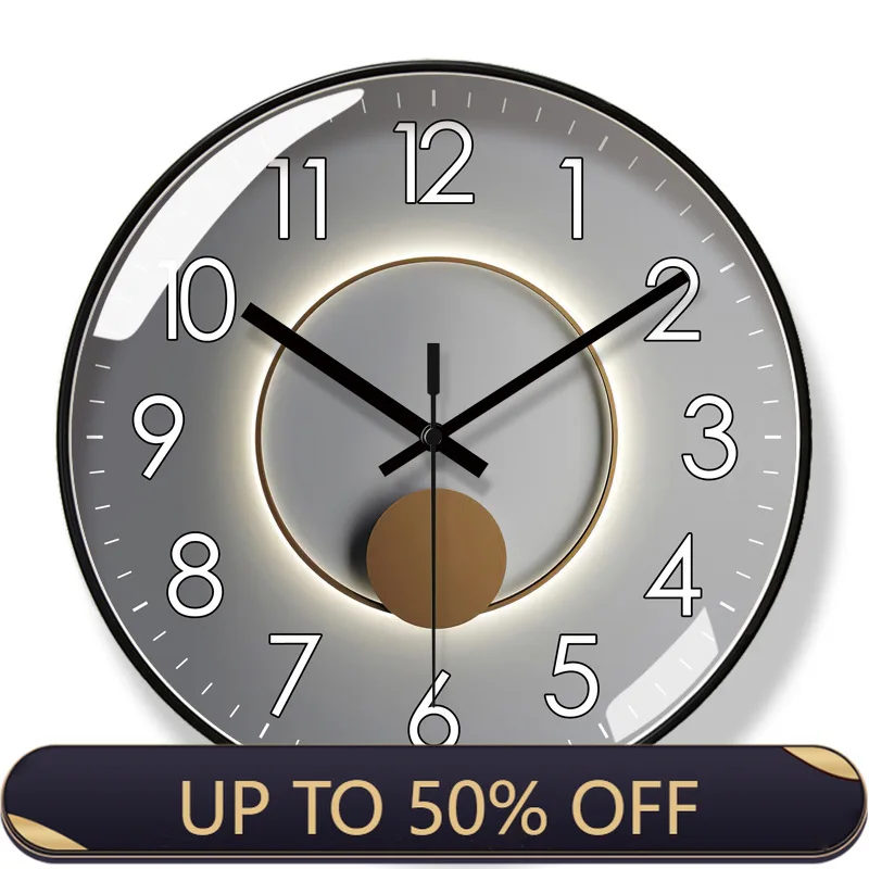 American Light Luxury Mute Wall Clock Modern Mute Sweep Second Quartz Wall Clock Living Room Bedroom Decoration Hanging Clocks