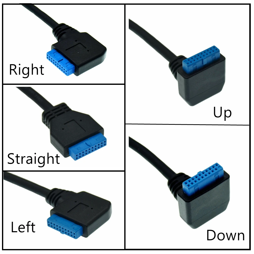 USB Single Female USB Single Port A Screw Mount Type To USB Motherboard Header 20pin 90 Degree Up Down Right AngleCord 0.3m