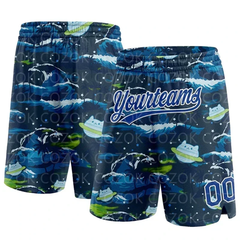 Shorts de basquete autênticos de coqueiro personalizado, shorts masculinos com estampa 3D, seu nome, múmia, secagem rápida, praia