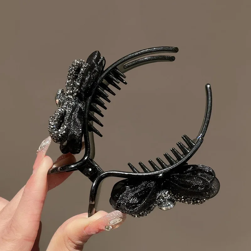 2023 Rhinestone Hair Claw Ponytail Hairpin Girls Ball Hairstyle Large Hair Clip Headdress Women Gripper Summer Hair Accessories