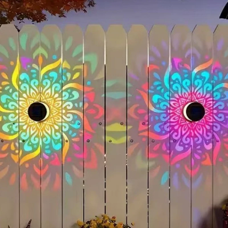 Iron Mandala Hollow Pattern Projection Lamp-Powered Wall Lamp Courtyard Decorative Lamp Lawn Atmosphere Light
