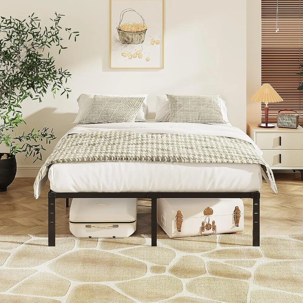 

14 inch king bed frame, heavy metal platform - no box spring, steel Flat noodles, no noise, easy to assemble, spacious