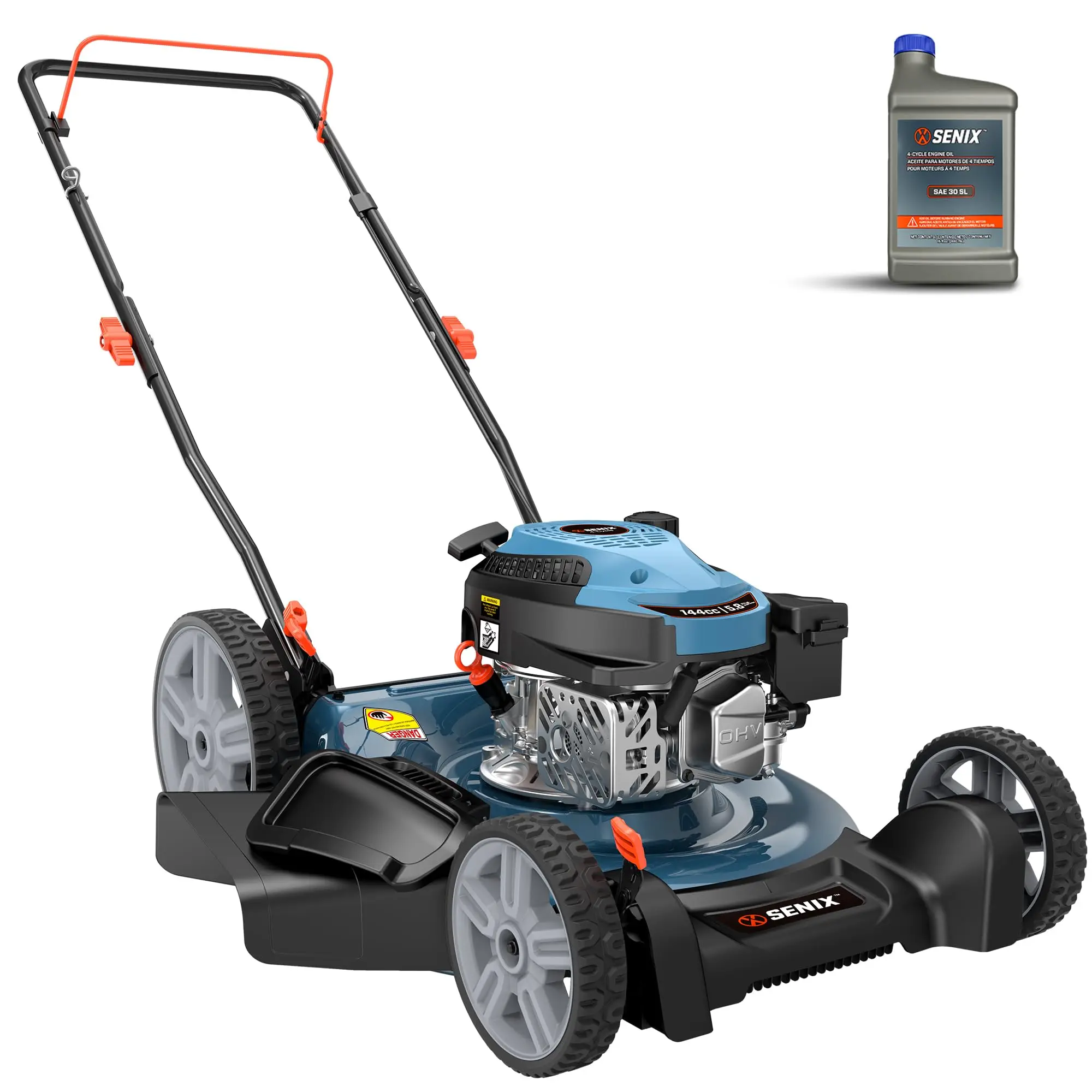 21-Inch Gas Push Lawn Mower, 144cc, 2-in-1 Mulching