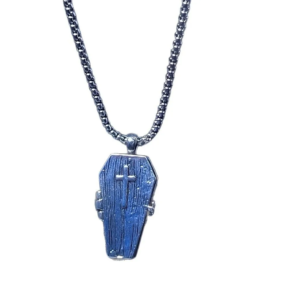 Stainless Steel Heart Pendant Necklace Openable Coffin Dark Red Crystal Skull Choker Thorn Vine Flower Punk Skull
