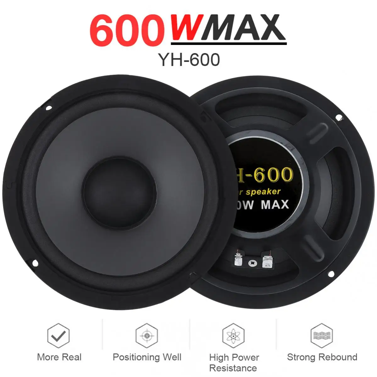 2pcs 6.5 Inch Car Speakers 600W 2 Way Hifi Coaxial Auto Music Stereo Full Range Frequency Subwoofer Car Audio Speakers for Car