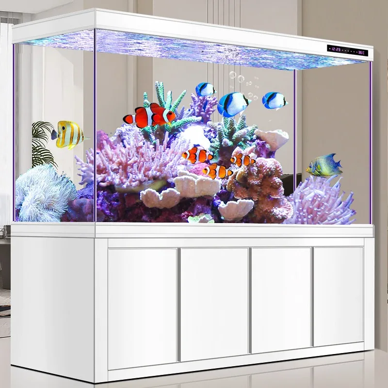 New fish tank living room large aquarium bottom filter ultra-white glass household partition ecological dragon fish tank free of