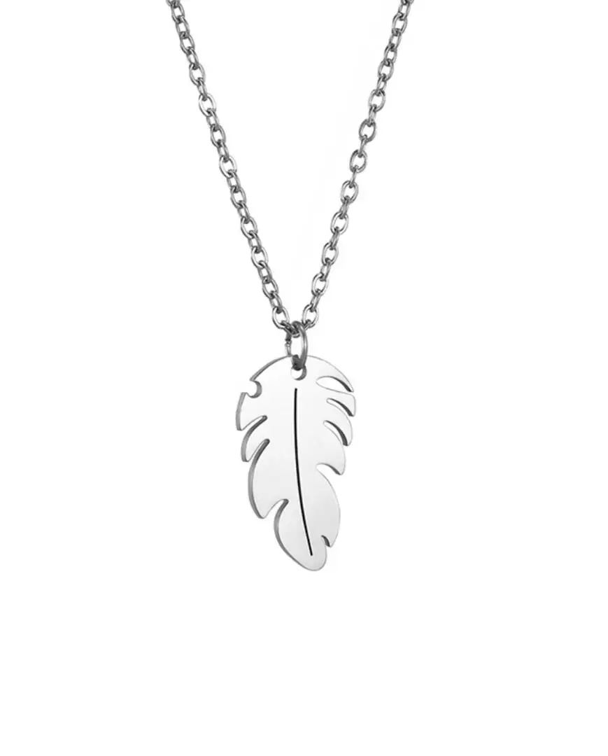 1PC Summer Collar Stainless Steel Palm Leaf Necklaces For Women Monstera Leaf Pendant Necklace Beach Jewelry Lover Gift F1513