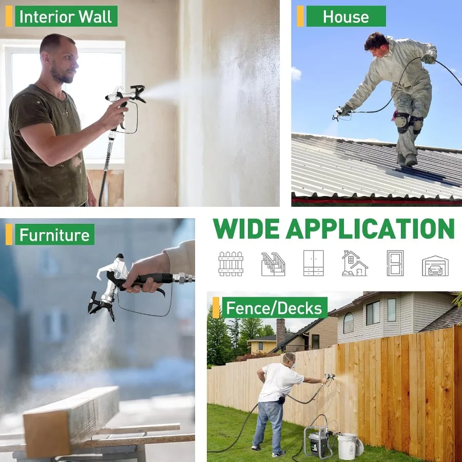 بخاخ طلاء بدون هواء، مسدس رش طلاء كهربائي عالي الضغط مع قضيب تمديد، أداة رسم احترافية خالية من التخفيف من أجل Inte