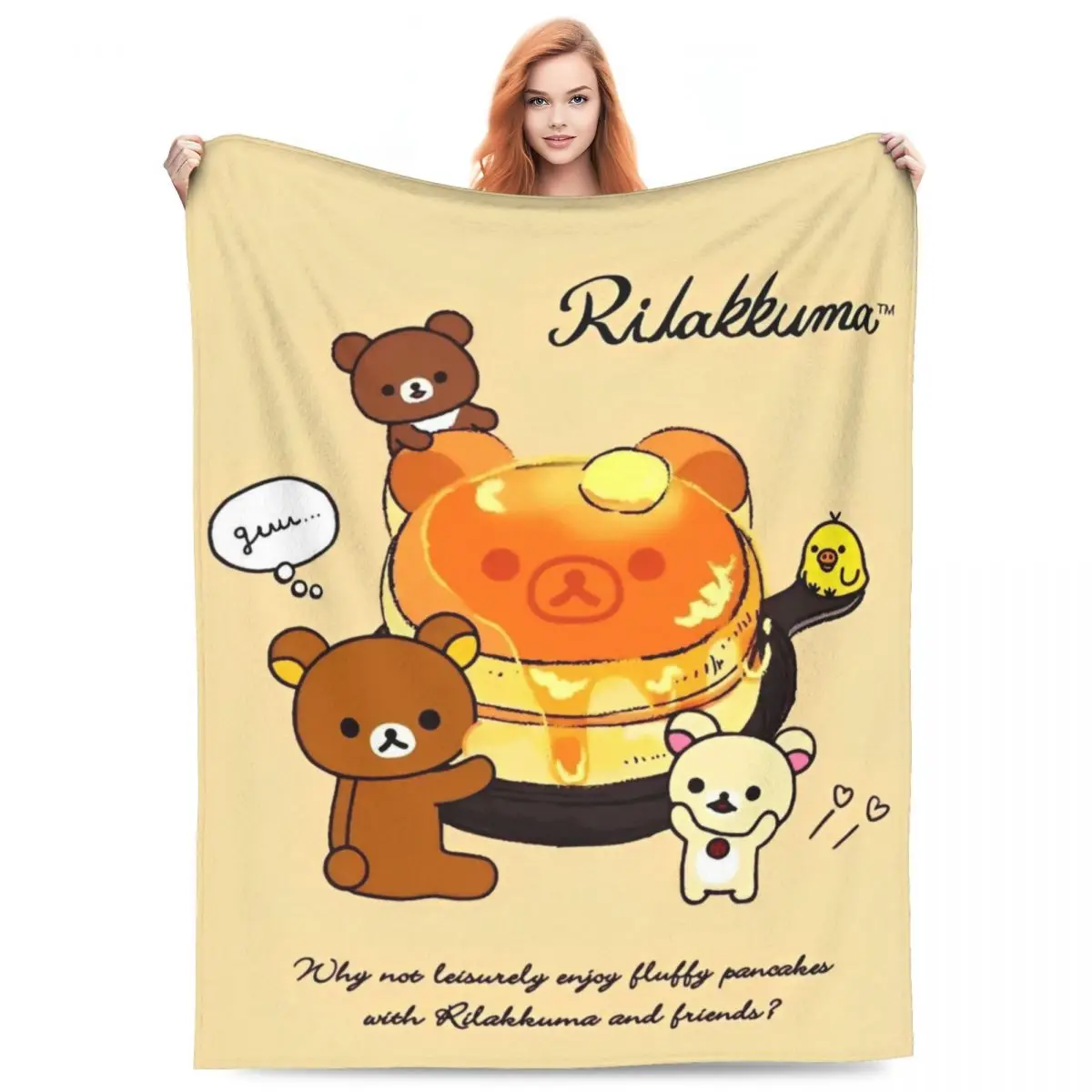 

Soft Warm Blanket Travel Rilakkuma Cartoon Throw Blanket Flannel Bedspread For Home Decor Fluffy Sofa Bed Cover