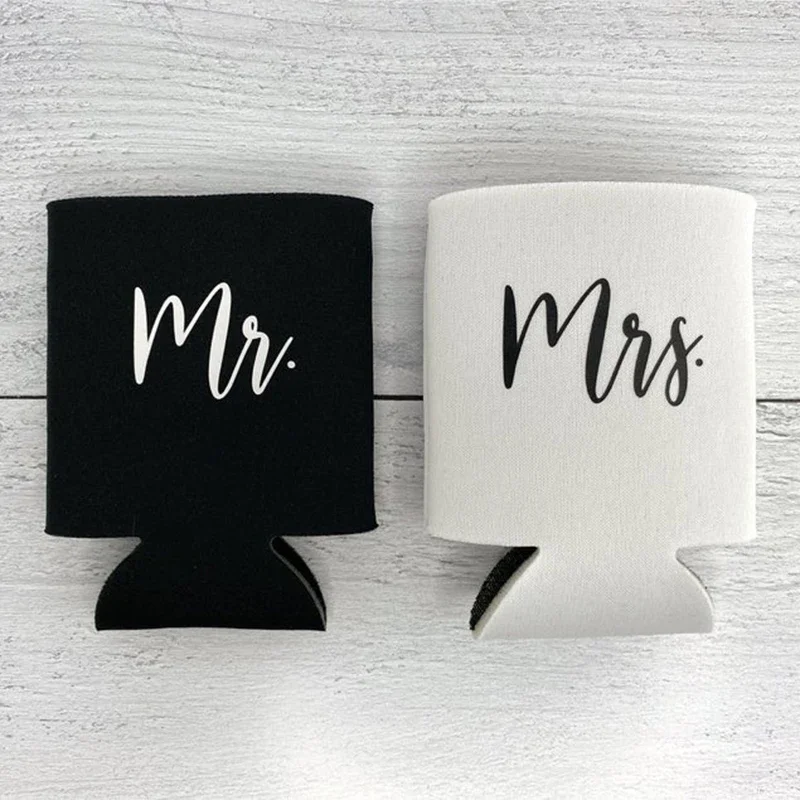 Mr Mrs Can Coolers Bride Groom Bridal Shower Wedding Engagement anniversary Couples Honeymoon newlyweds Valentine's Day Gift