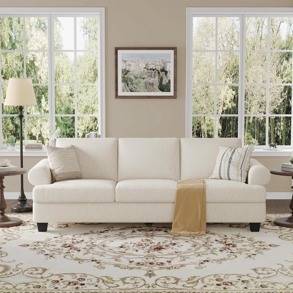 

91 Inch Sofa with Extra Deep Seats Oversize, Mid-Century 3-Seat Sofa Couch, for Living Room, Apartment, Lounge