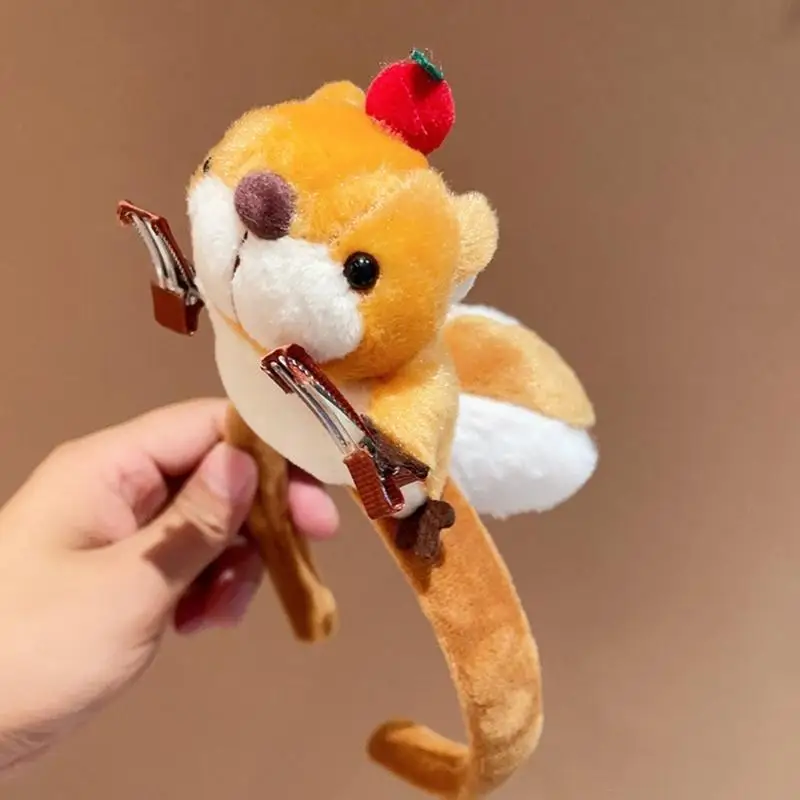 M6CD Performances Cartoon Squirrel Headbands Carnivals Party Plush Headpiece Movie Enthusiasts Cosplay Animes Tools