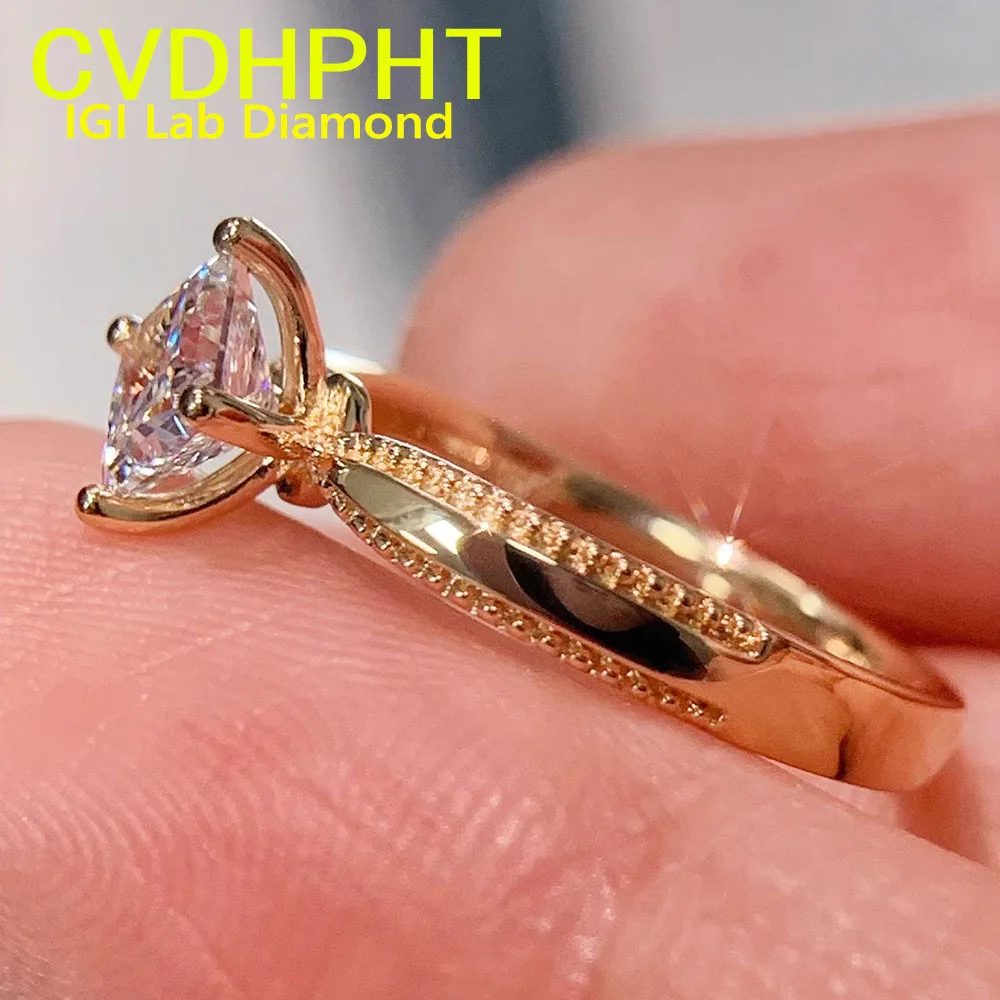IGI Lab Growing Diamond Ring Princess shape D Color 1 2 3Ct Solid 10K Yellow Gold Ring Diamond wedding Factory Engagement Ring