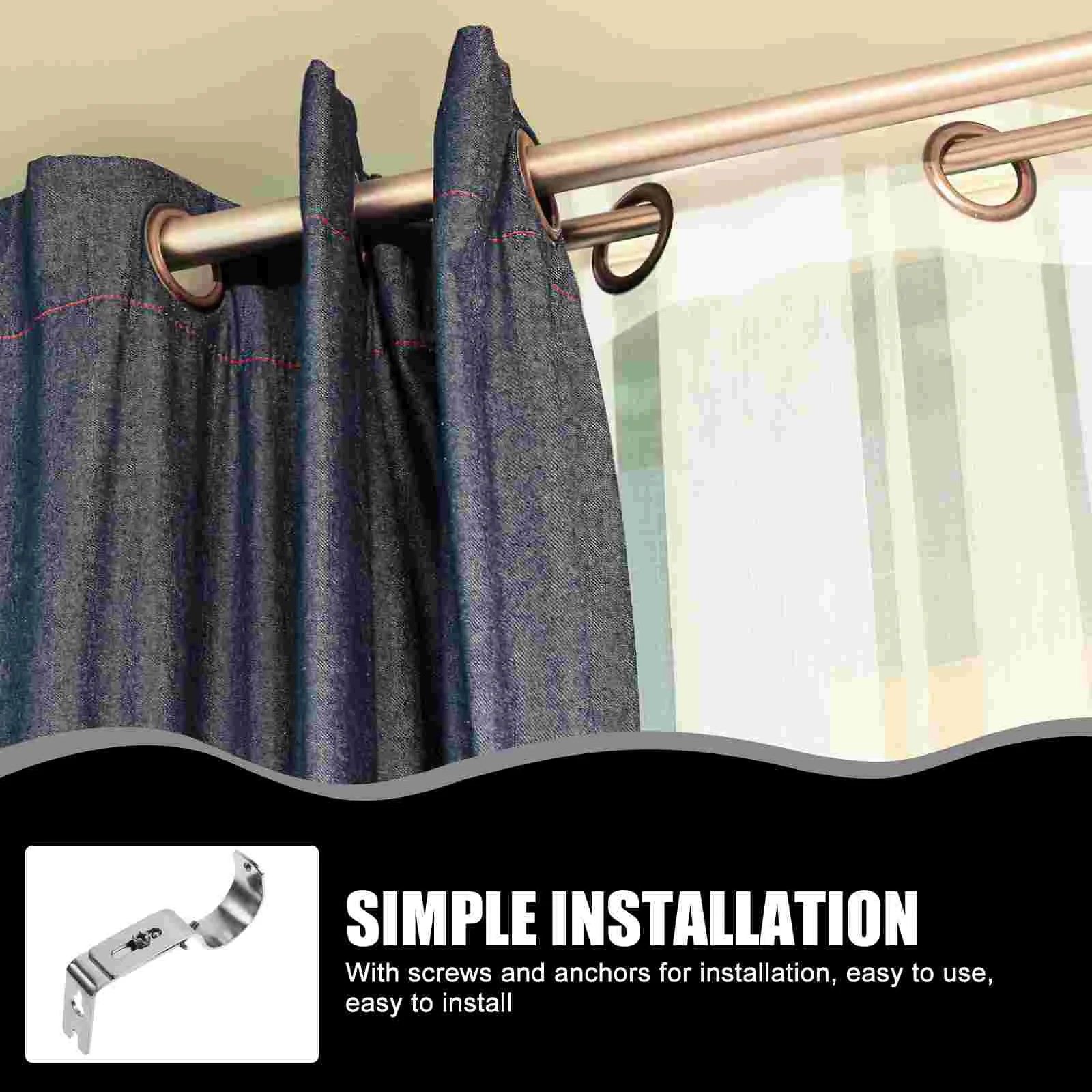 Curtain Rod Bracket Hooks Adjustable Valance Brackets Drapery Bar Holder Rail Racks Support Pole Wall