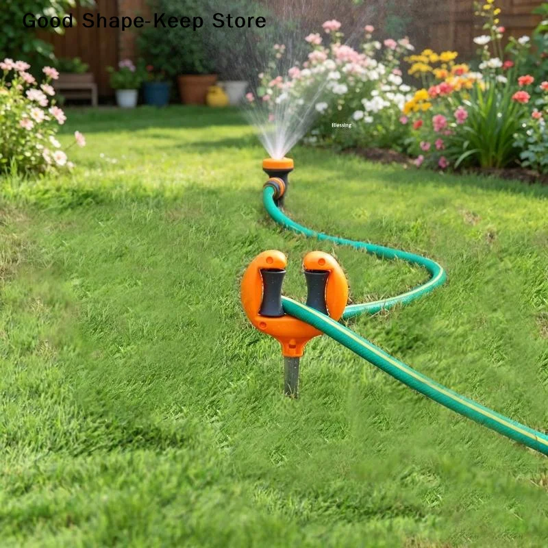 dailyGarden Hose Guide Holder Heavy Duty Sturdy Ground Spike Smooth Rotating Rollers for Courtyard Flower Bed Watering Use