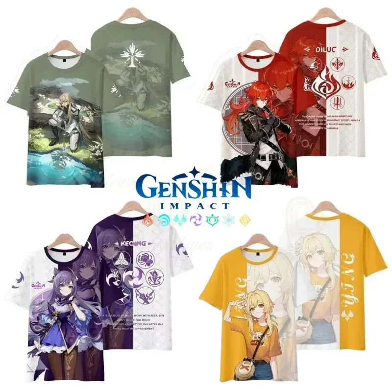 

Anime Genshin Impact 3D Printed T Shirts Children's Animation Harajuku Short-Sleeved Casual T Shirt Man Tops Tees