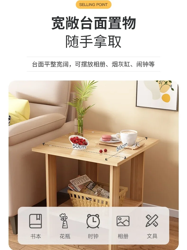 Simple Bedside table Solid Wood Nightstands Double-Layer Night table Living Room Sofa Side Table Home furniture Bedroom Modern