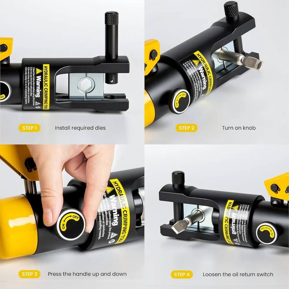 Pince à sertir hydraulique robuste avec 13 paires de matrices pour câbles 9AWG à 600MCM, alimentation 16 tonnes